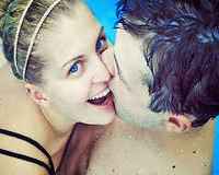 [Adult Pool Party games kissing in the pool