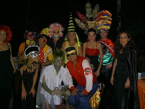 wearing funny costumes in a carnival party