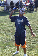 Little kid in skeleton makeover