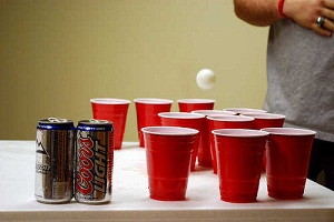 a way to setup glasses for beer pong