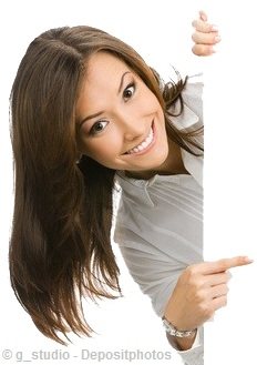 Girl pointing her finger towards her left