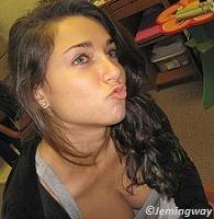Beautiful teenage girl with pursed lips