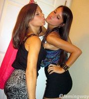 Girls posing for a kiss
