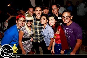 Large group of people at party