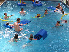teamwork games Pool party games Playing games with pool noodles