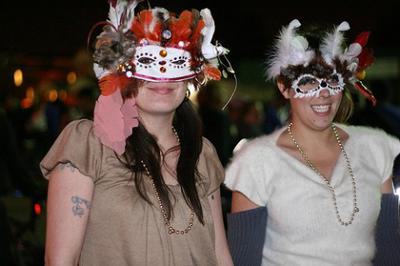 Girls Wearing Mardi Gras Masks
