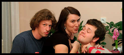 A group of 3 friends making funny faces