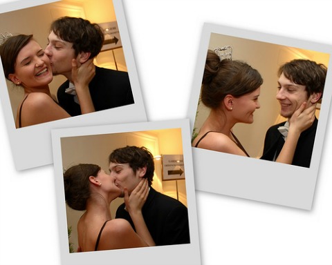 girl kissing a guy in three different photos
