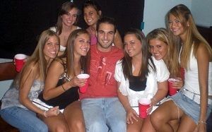 Lucky guy with a lot of college girls