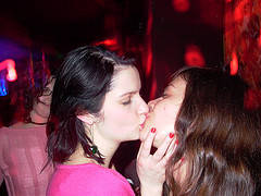 Twin Sisters Kissing Girls Kissing at a Party 